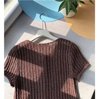 Женский кардиган фактурной вязки с коротким рукавом  МАНГ*О