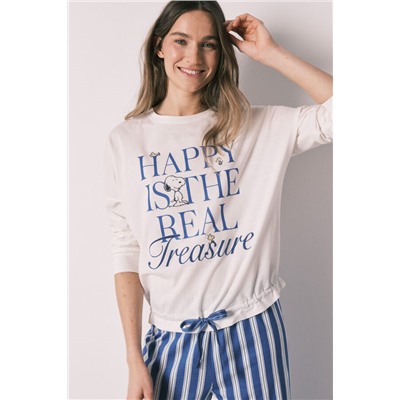 Pijama largo algodón Snoopy Happy