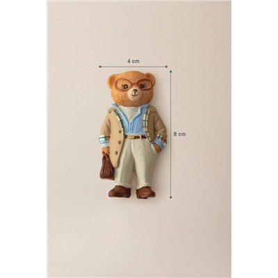 Bonny Bear Magnet - Bej/Mavi - 4x8 cm