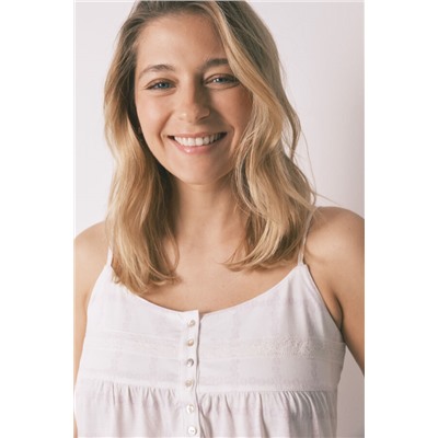 Camisón midi "maternity" algodón cuadros lila