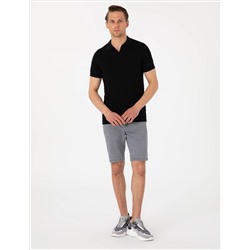 Siyah Slim Fit  %100 Pamuk Polo Yaka Triko Tişört