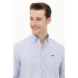 Erkek Mavi Uzun Kollu Gömlek