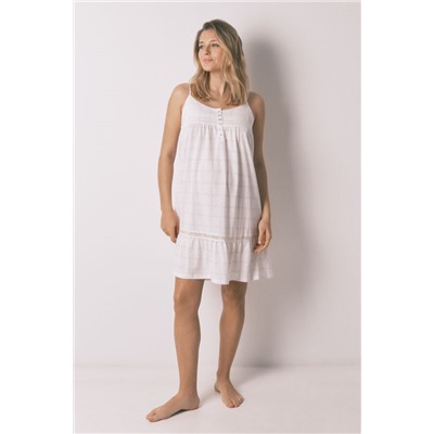 Camisón midi "maternity" algodón cuadros lila