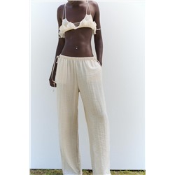 LINEN BLEND PALAZZO TROUSERS