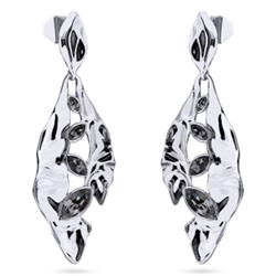 Серьги Эйва (кристаллы SW темно-серые; покрытие родий), Есть комплект