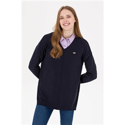 Kadın Lacivert V - Yaka Kazak