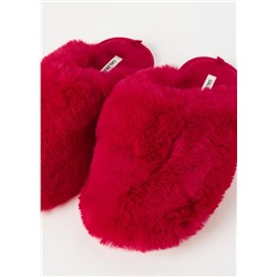 Pantoffeln aus Soft-Teddy-Gewebe leuchtend rot