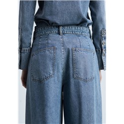 Jeans wide leg pinzas