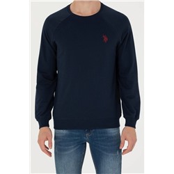 Erkek Lacivert Bisiklet Yaka Basic Sweatshirt