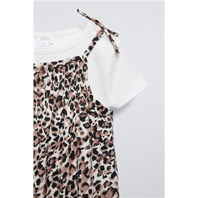 ANIMAL PRINT DRESS WITH COMBINED T-SHIRT
