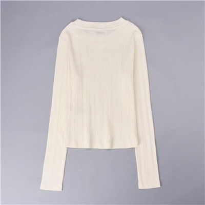 Женская эластичная рубашка с круглым вырезом и длинными рукавами СК