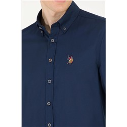 Erkek Lacivert Uzun Kollu Basic Gömlek