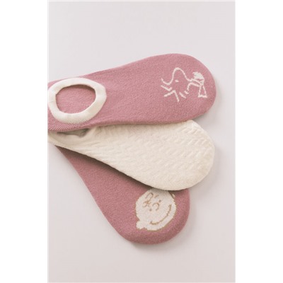 Pack 3 calcetines slip on Snoopy rosa