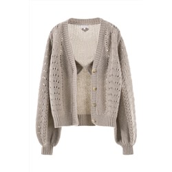 Cárdigan y top de lana Topo