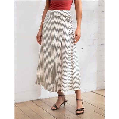 Юбка миди на запАх в полоску из легкого хлопкового поплина