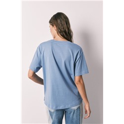 Camiseta manga corta 100% algodón azul