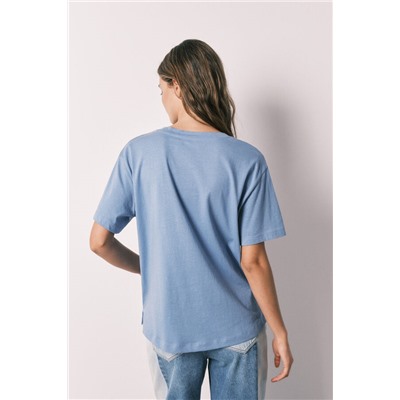 Camiseta manga corta 100% algodón azul