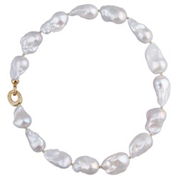 Колье Барокко (жемчуг 15-25мм белый, фианит; покрытие золото) 45см, Есть комплект