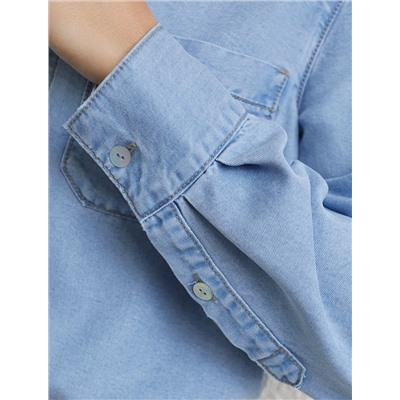 Укороченная блузка с кулиской из джинсового лиоцелла