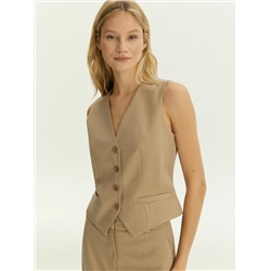 Однобортный жилет из костюмной шерсти, GL094/ant