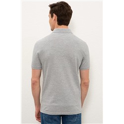 Erkek Gri Melanj Basic Polo Yaka Tişört