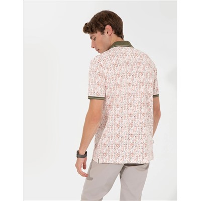 Haki Regular Fit Desenli Polo Yaka Tişört