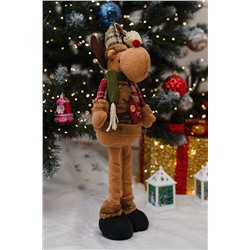 Игрушка новогодняя с выдвижными ногами Олень черные ботинки коричневый