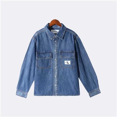 Мужская застиранная джинсовая куртка с длинными рукавами  СК