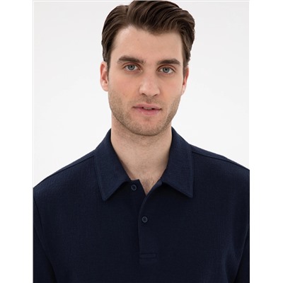 Lacivert Slim Fit Polo Yaka Tişört