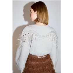 Cárdigan de lana y cachemir Gris claro jaspeado