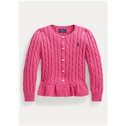 Girls 2-6x Cable Cotton Peplum Cardigan