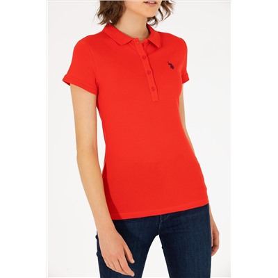 Kadın Kırmızı Basic Polo Yaka Tişört