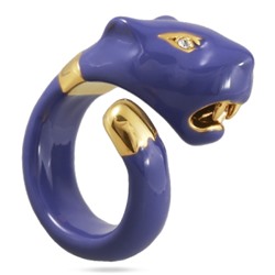 Кольцо Пантера (эмаль фиолетовая; кристаллы SW белые; покрытие золото), Есть комплект