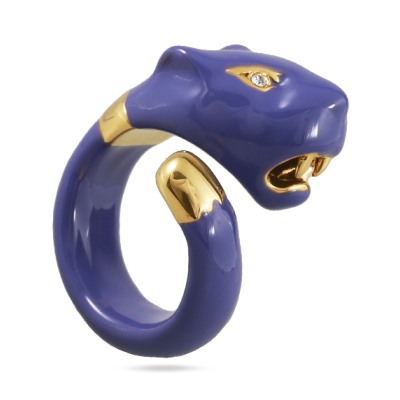 Кольцо Пантера (эмаль фиолетовая; кристаллы SW белые; покрытие золото), Есть комплект