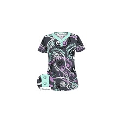 UA Cartwheels Cool Blue Scrub Top