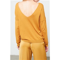 Кружевная горчичная футболка