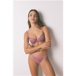 Braga clásica encaje y terciopelo rosa