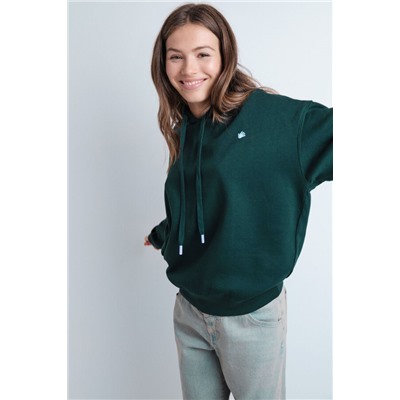 Sudadera capucha felpa verde