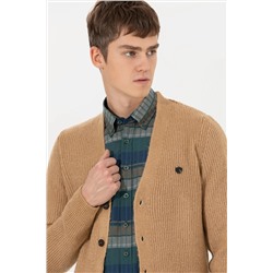 Erkek Camel Melanj Triko Hırka