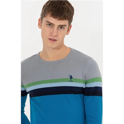 Erkek Kobalt Bisiklet Yaka Triko Kazak