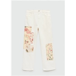 Jeans rectos parches flores