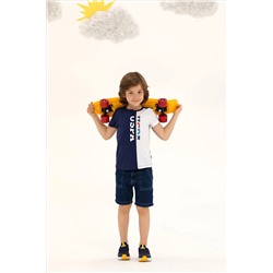 Çocuk Lacivert Bisiklet Yaka Tişört