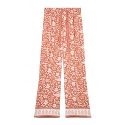 Pantalón largo viscosa flores naranja