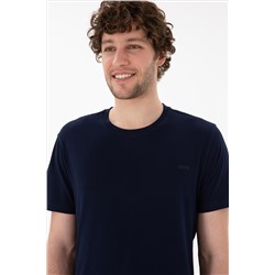 Erkek Regular Fit Bisiklet Yaka Lacivert Basic Tişört