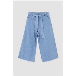 Defacto Kız Çocuk Culotte Fit Kuşaklı Kapri Boy Jean Pantolon T3268A621SP