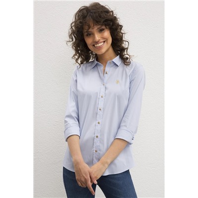 Kadın Açık Mavi Uzun Kollu Basic Gömlek