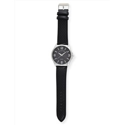 MENS PERFORATED BLACK STRAP ANALOG WATCH