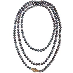 Колье (жемчуг шоколад микс 8-9мм, фианит; покрытие золото) 160см, Есть комплект