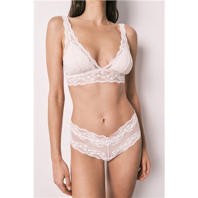 Braga ancha brasileña encaje rosa