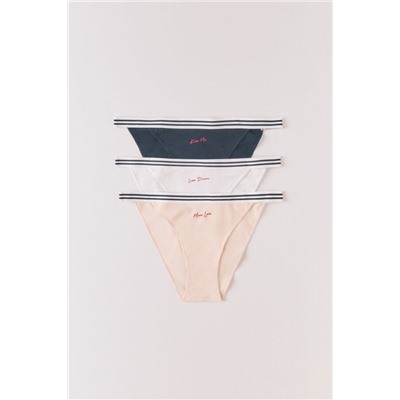 Pack 3 bragas clásicas algodón frase estampada